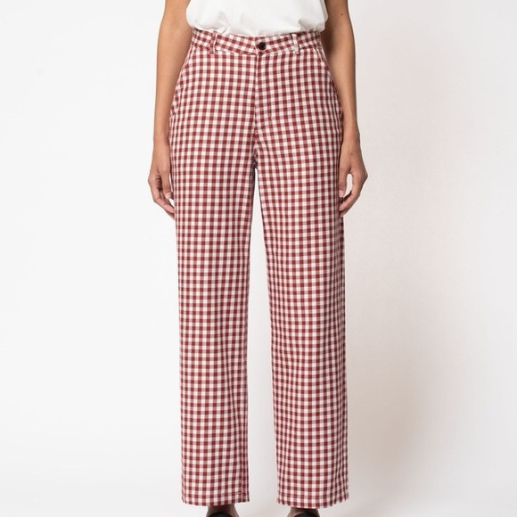 Nudie Jeans Red and White Checkered Wide Leg Pants - Picture 1 of 6